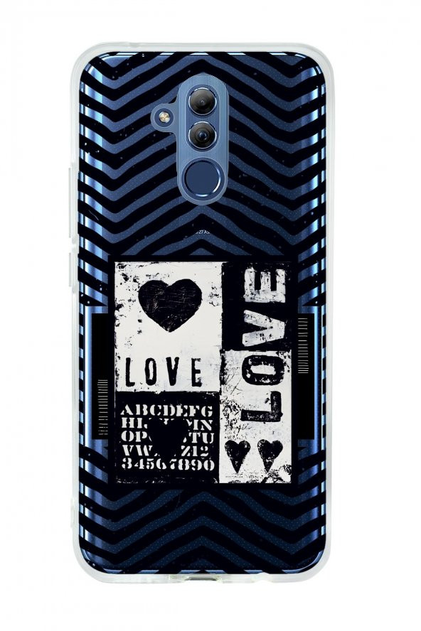 Huawei Mate 20 Lite Black Love Premium Şeffaf Silikon Kılıf