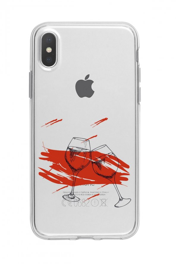 iPhone XS Spilled Wine Premium Şeffaf Silikon Kılıf