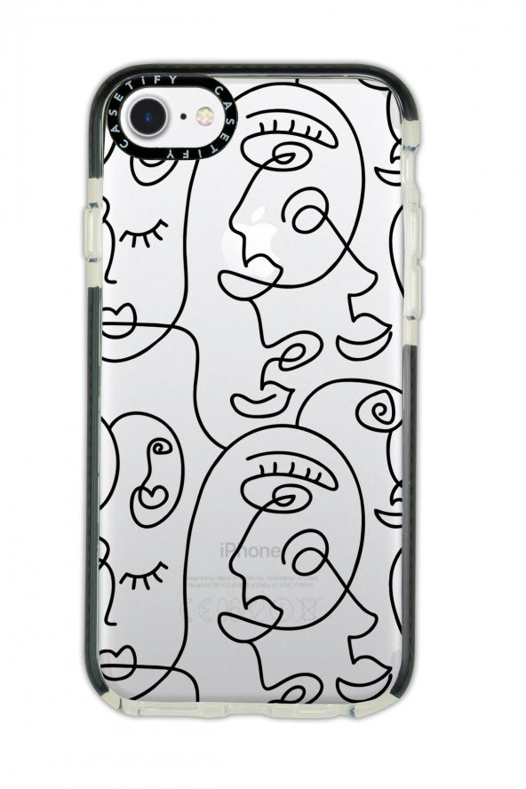 iPhone 6 Plus Casetify Face Art Desenli Anti Shock Premium Silikonlu Siyah Kenar Detaylı Telefon Kılıfı