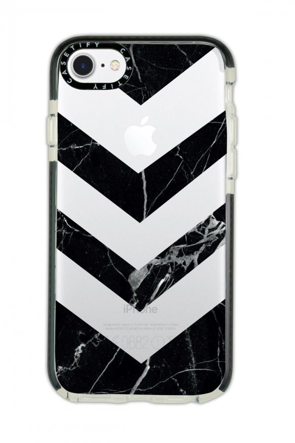 iPhone 6 Plus Casetify Mermer Üçgen Desenli Anti Shock Premium Silikonlu Siyah Kenar Detaylı Telefon Kılıfı