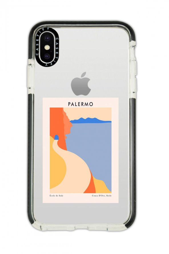 iPhone X Casetify Palermo Desenli Anti Shock Premium Silikonlu Siyah Kenar Detaylı Telefon Kılıfı