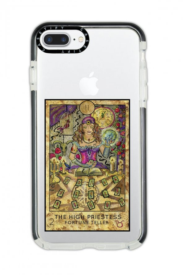 iPhone 7 Plus Casetify The High Priestess Desenli Anti Shock Premium Silikonlu Siyah Kenar Detaylı Telefon Kılıfı