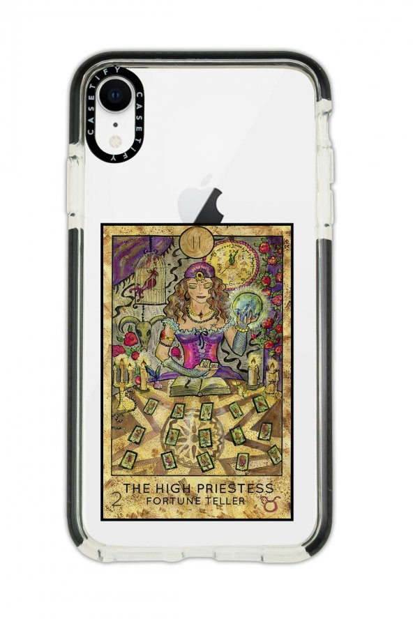 iPhone XR Casetify The High Priestess Desenli Anti Shock Premium Silikonlu Siyah Kenar Detaylı Telefon Kılıfı