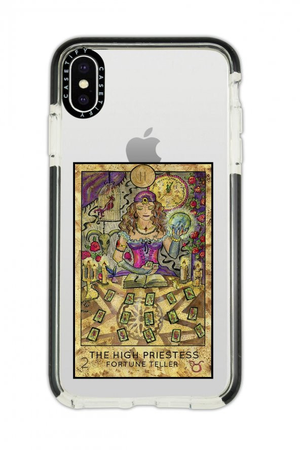 iPhone Xs Max Casetify The High Priestess Desenli Anti Shock Premium Silikonlu Siyah Kenar Detaylı Telefon Kılıfı