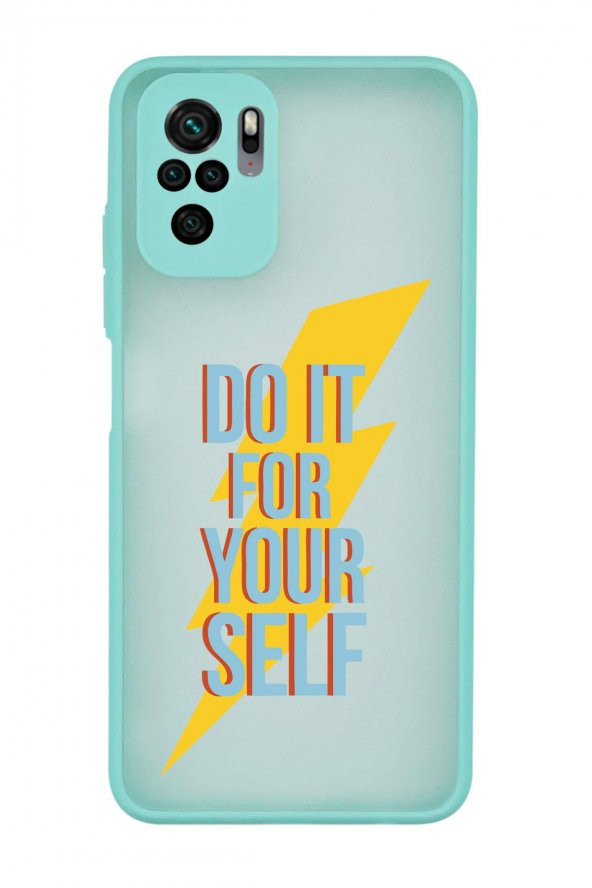 Xiaomi Redmi Note 10 Uyumlu Do It Desenli Kamera Korumalı Buzlu Şeffaf Lüx Telefon Kılıfı