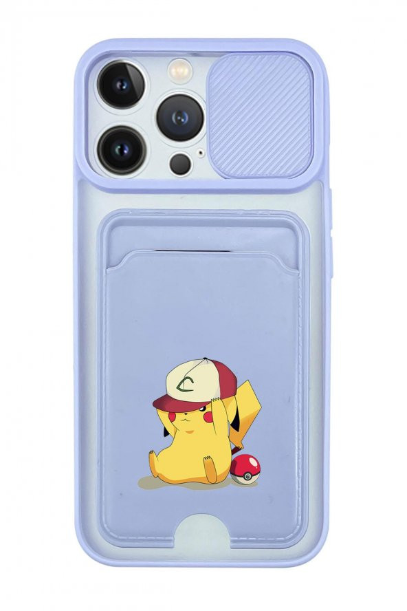 iPhone 13 Pro Uyumlu Pokemon Desenli Kamera Korumalı ve Kartlıklı Telefon Kılıfı - 2