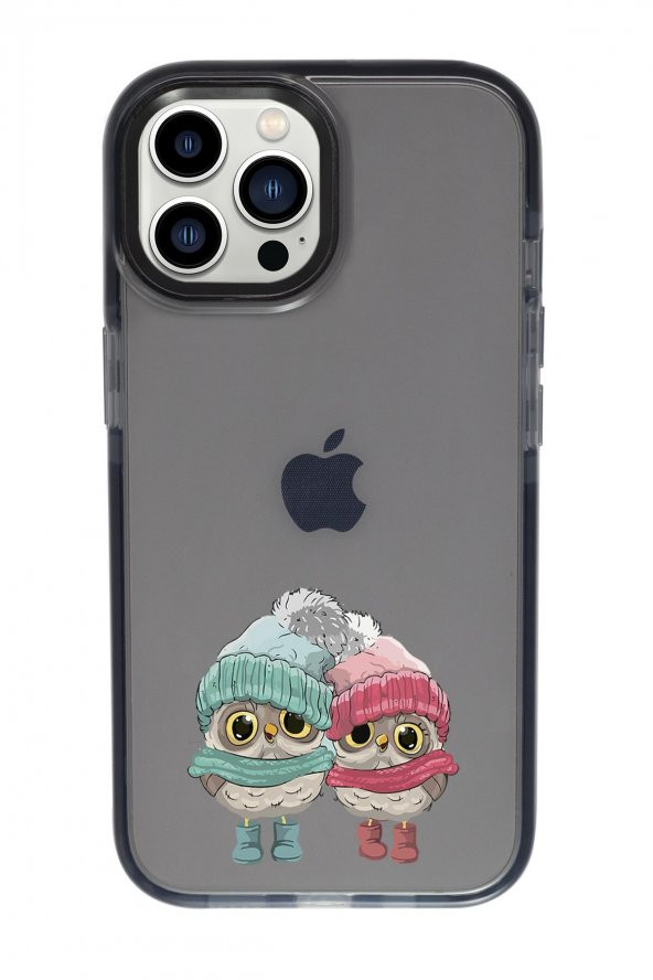 iPhone 13 Pro Max Bereli Baykuşlar Candy Bumper Darbe Emci Silikonlu Telefon Kılıfı - Resim 3