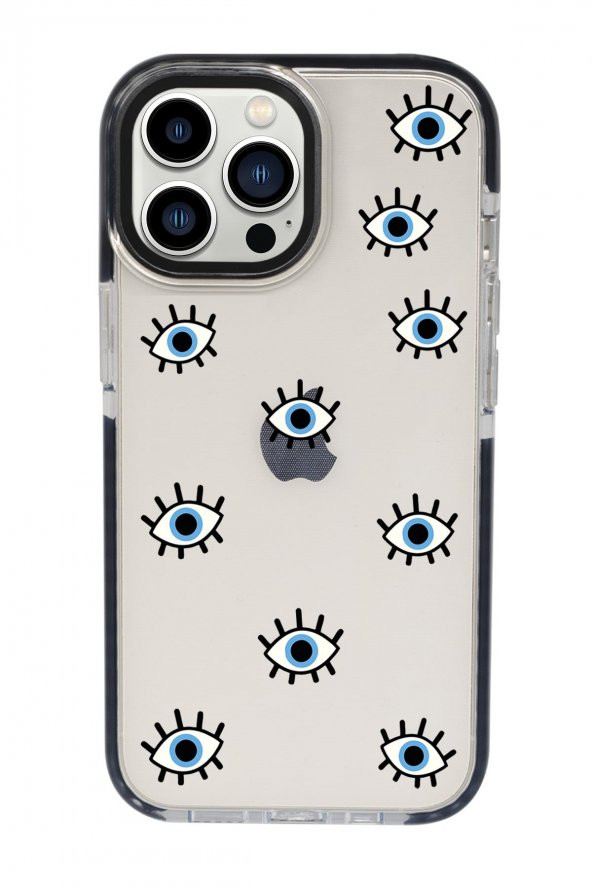 iPhone 13 Pro Nazar Gözler Candy Bumper Darbe Emci Silikonlu Telefon Kılıfı