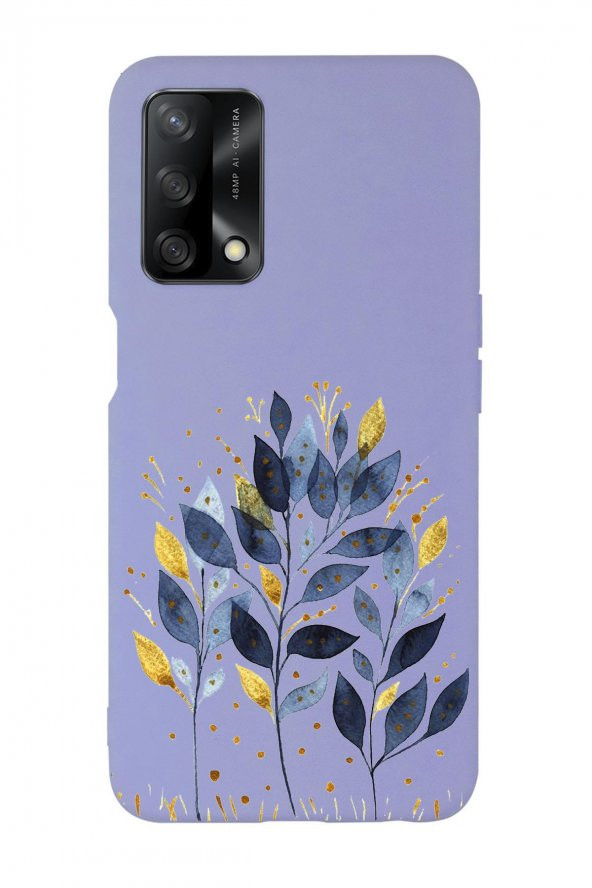 Oppo A74 Uyumlu Mavi Yaprak Desenli Premium Silikonlu Lansman Telefon Kılıfı - 2