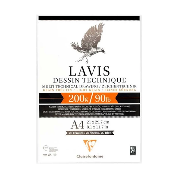 Clairefontaine Lavis Multi Teknik 200gr 20yp A4 Çizim Blok