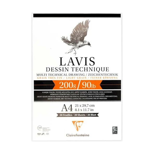 Clairefontaine Lavis Multi Teknik 200gr 20yp A4 Çizim Blok ürün görseli