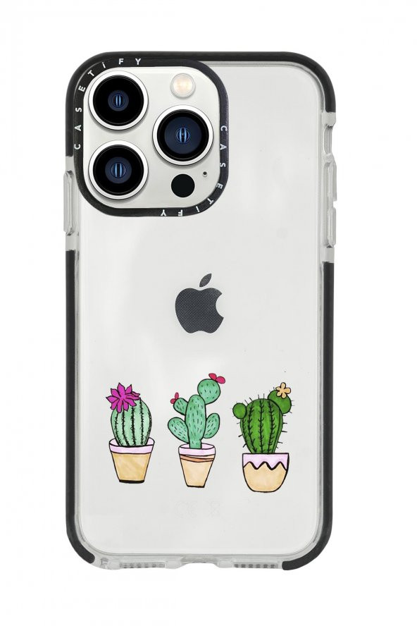 iPhone 13 Pro Üçlü Kaktüs Casetify Darbe Emci Silikonlu Telefon Kılıfı