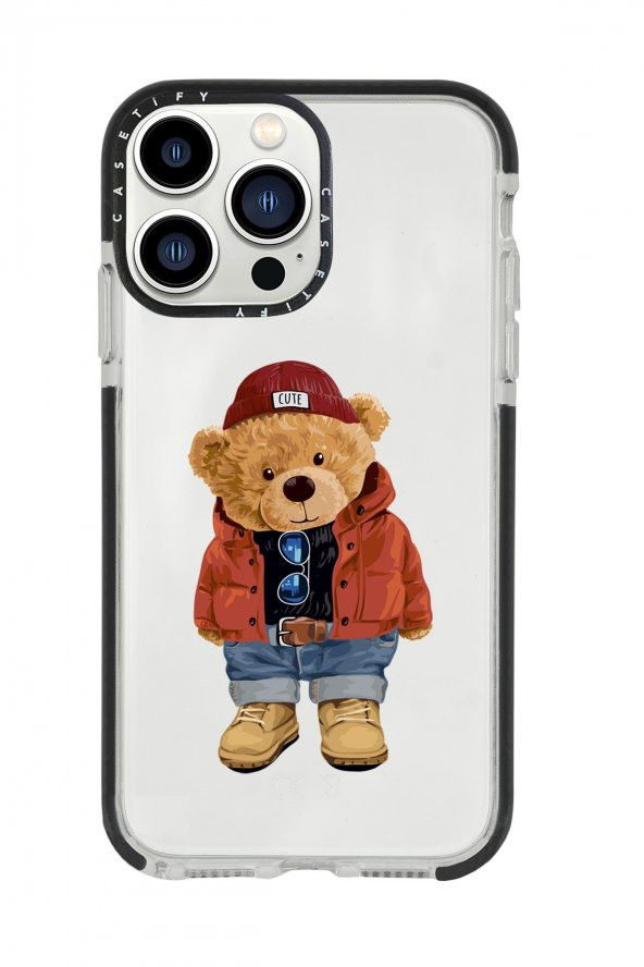 iPhone 13 Pro Max Teddy Bear Casetify Darbe Emci Silikonlu Telefon Kılıfı - 1