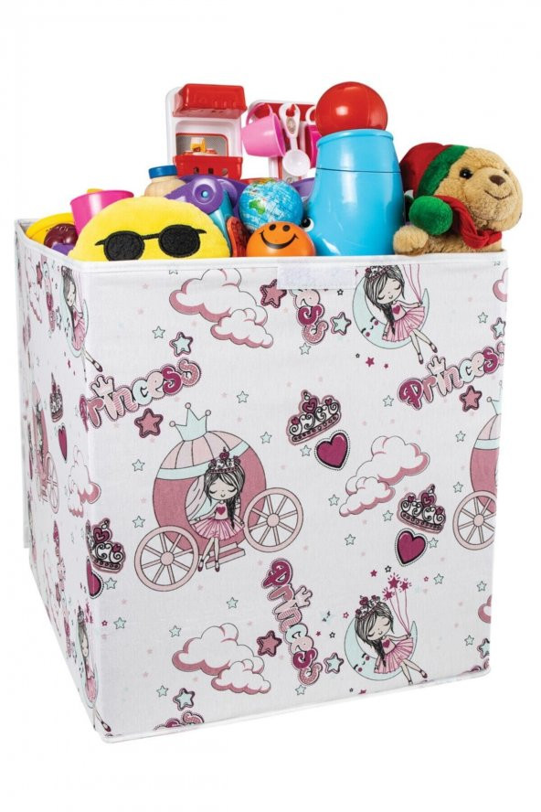 Büyük Boy Kapaklı Oyuncak / Çocuk Odası / Kutusu / Sepeti / Lüks Kumaş / 40x40x45 - 1