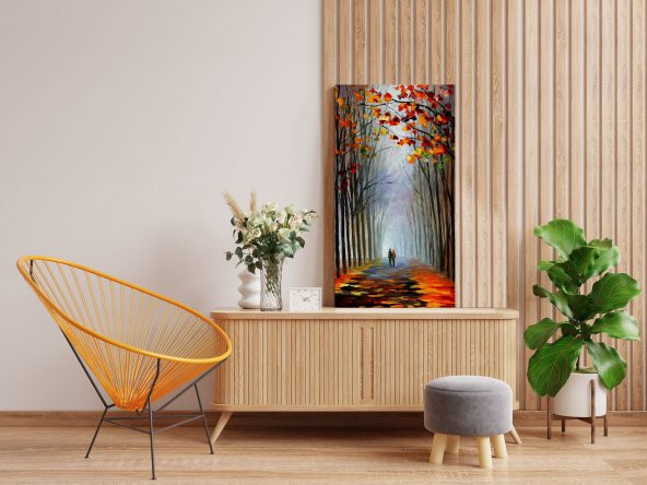 BİONNSHOP ÖZEL SERİ SONBAHAR ORMAN YÜRÜYÜŞ YOLU KANVAS TABLO