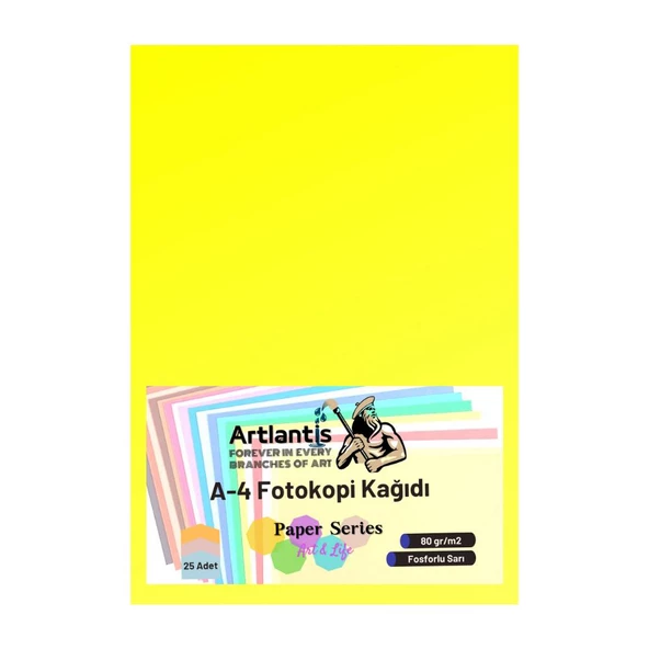 Renkli A-4 Fotokopi Kağıdı 25 li 1 Paket Artlantis Fotokopi Renkli A4 Kağıdı - 7