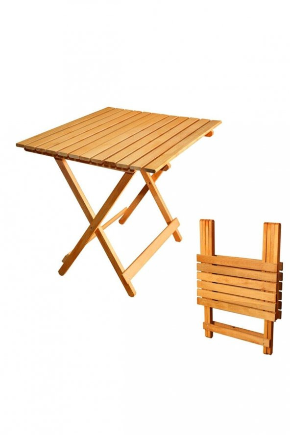Dekoratif Ahşap Katlanır Masa Piknik Balkon Masası 70Cm x 60Cm - 4