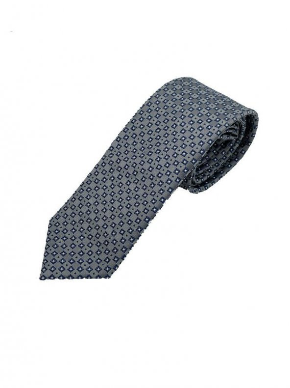 Brianze Gri Kareli Kravat Mendil Set - 2