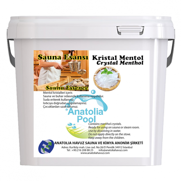 Anatolia Pool Sauna Buhar Esansı Kristal Mentol 5 Kg ( Sauna Essence Menthol Crystal )