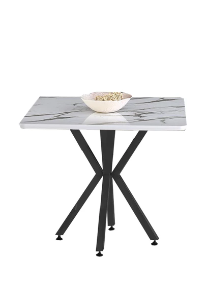 Sweet Home Lena Kare Highgloss Mdf  Masa ( Siyah Yıldız Metal Ayak )  90 x 90  Cm