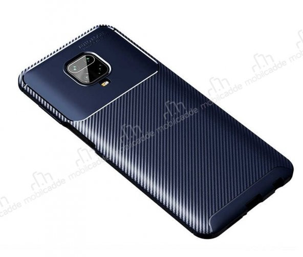 Eiroo Rugged Carbon Xiaomi Redmi Note 9 Pro Mavi Silikon Kılıf