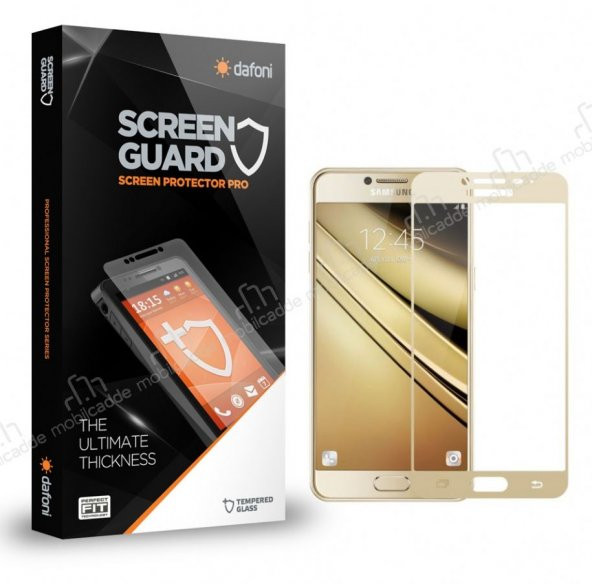 Dafoni Samsung Galaxy C5 Pro Full Gold Cam Ekran Koruyucu