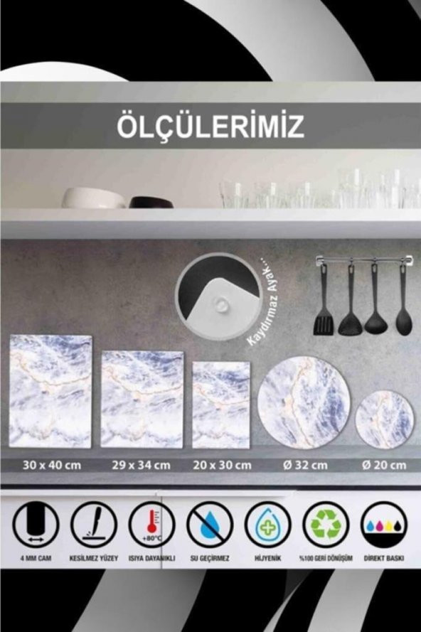 29x34 cm Altın Çilek Desenli Cam Kesme Tablası - Resim 3