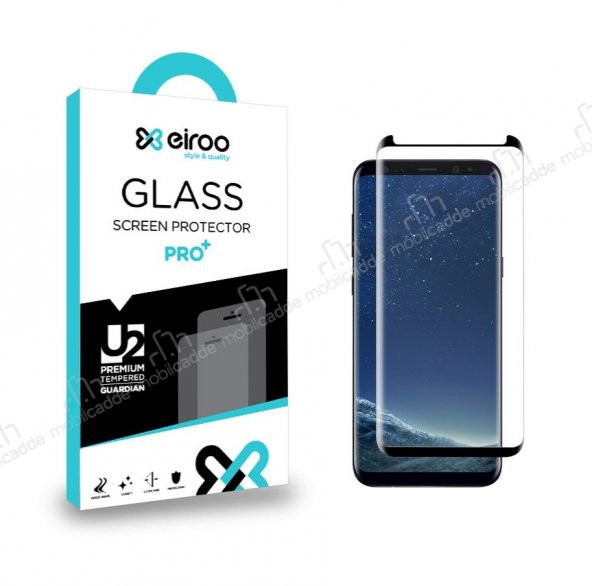 Eiroo Galaxy S8 Tempered Glass Siyah Cam Ekran Koruyucu