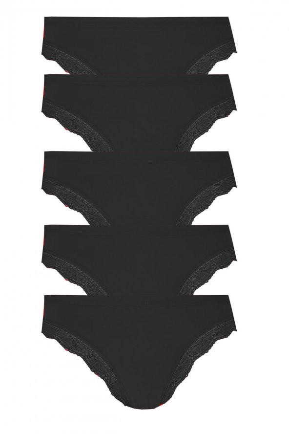 5li Kadın Pamuklu Paça Dantelli Bikini Külot İç Çamaşırı Işık - 6