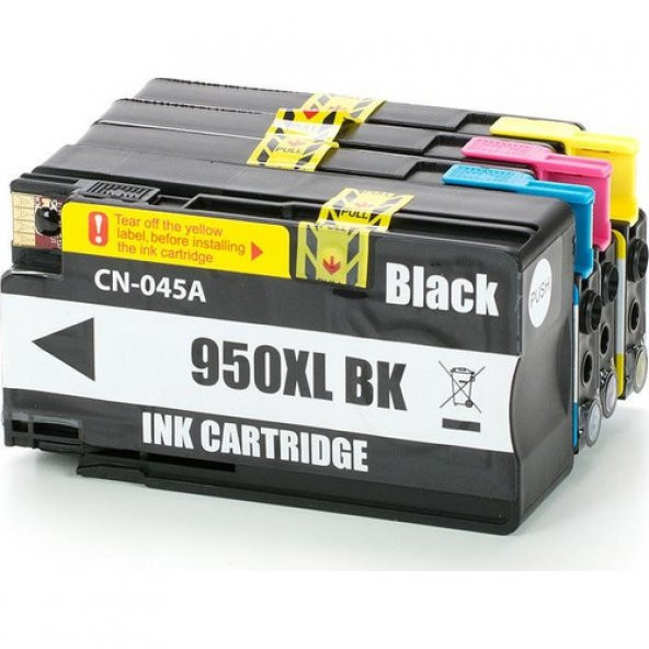 For Lexmark Hp Officejet Pro 8610 Kartuş Takım 4 Renk Set Cmyk Siyah Sarı, Kırmızı, Mavi 950Xl, 951Xl