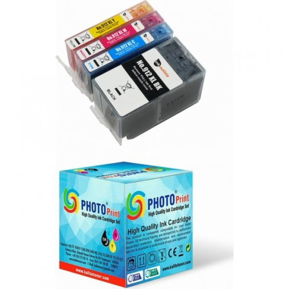 Photo Print Hp Officejet 8012 All-In-One 912XL-917XL 4 Renk Muadil Kartuş Seti 1.500 Sayfa