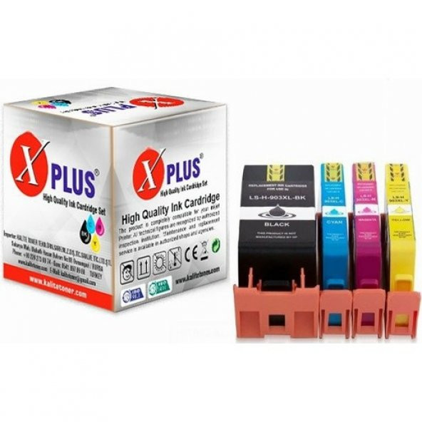 Xplus Hp Officejet Pro 6950 / 6960 / 6970 / 6975 903XL 4 Renk Yüksek Kapasiteli Muadil Kartuş Seti 825 Sayfa