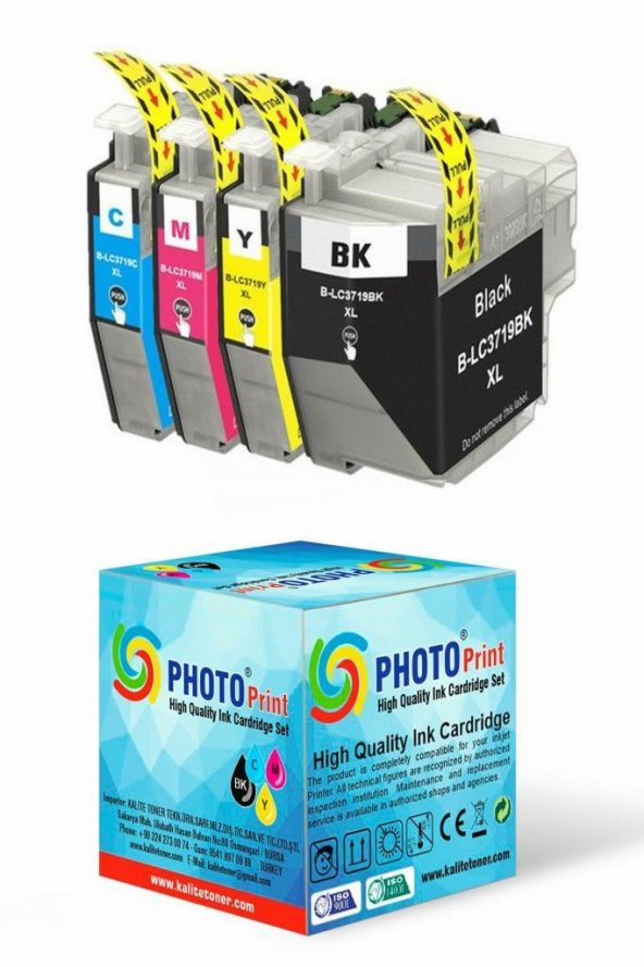 Brother MFC-J3530DW SERİSİ LC3719XL  4 RENK MUADİL KARTUŞ SETİ