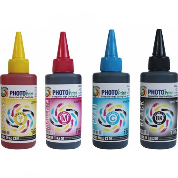 Photo Print HP Yazıcılar İçin Bitmeyen Kartuş 4 Renk 100 ml Japon Mürekkep Seti
