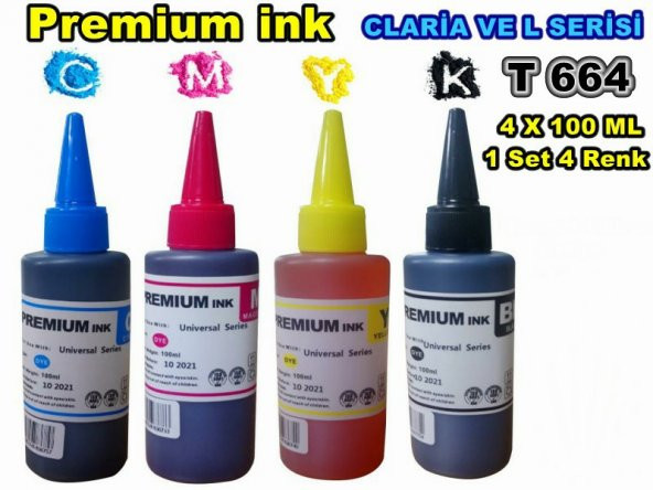 PREMİUM İNK EPSON T664 L3050 L3060 L3070 4 RENK x 100 ml SET - 2