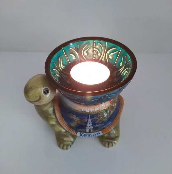Mumluk Seramik Kaplumbağa dekoratif Süs Biblo
