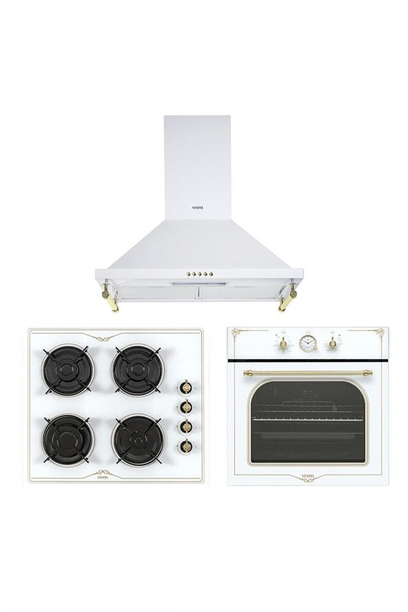Vestel AF-7688 RB - AO-6104 YRB - AD-6002 RB Beyaz Rustik Set