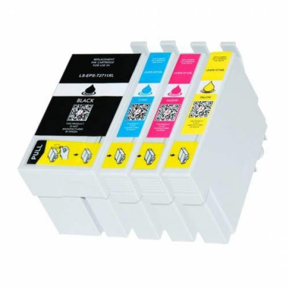 Epson 27XL / T2711XL / Work Force WF-3620 / WF-3640 / WF-7110 / WF-7610 / WF-7620 4 renk Muadil Kartuş seti