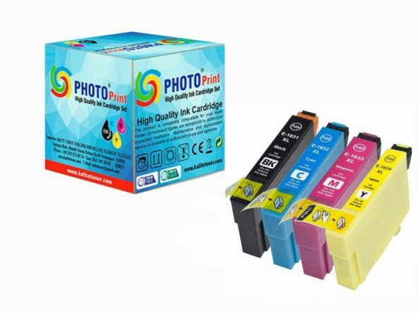 Photo Print Stylus 16XL Uyumlu T1631-T1634 4 Renk Muadil Kartuş Takım