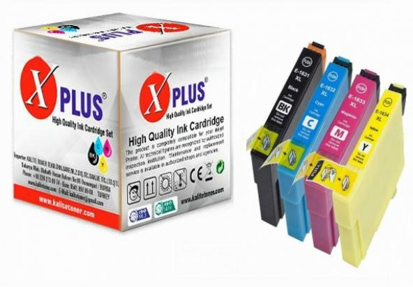 Xplus Epson Workforce WF-2010W  T1631-T1632-T1633-T1634XL 4 Renk Muadil Kartuş Takım