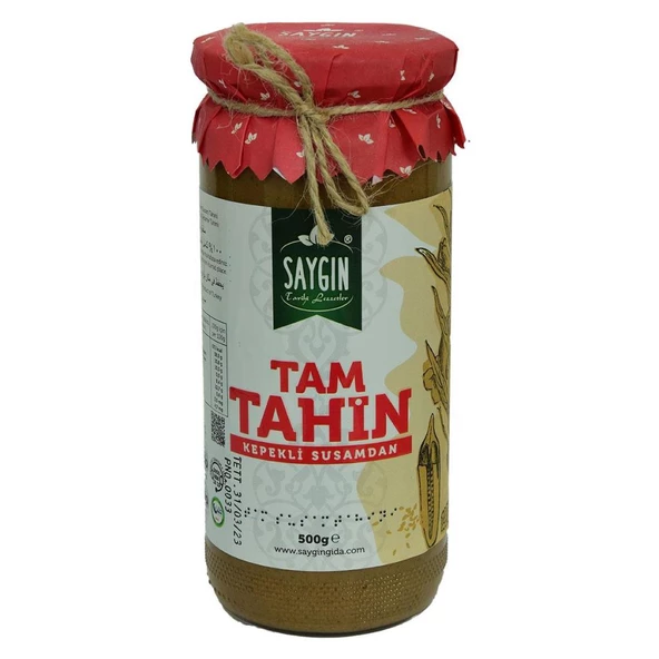 Saygın Tam Tahin Kepekli Susamdan 500Gr Doğal Saf Cam Kavanozda