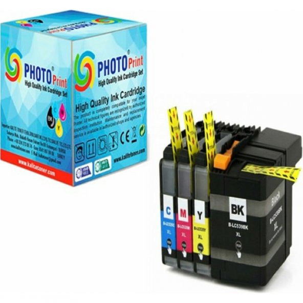 Photo Print MFC-J200 Kartuş Set 4 Renk Takım Muadil Yüksek Kapasite LC-539XL-LC-535XL
