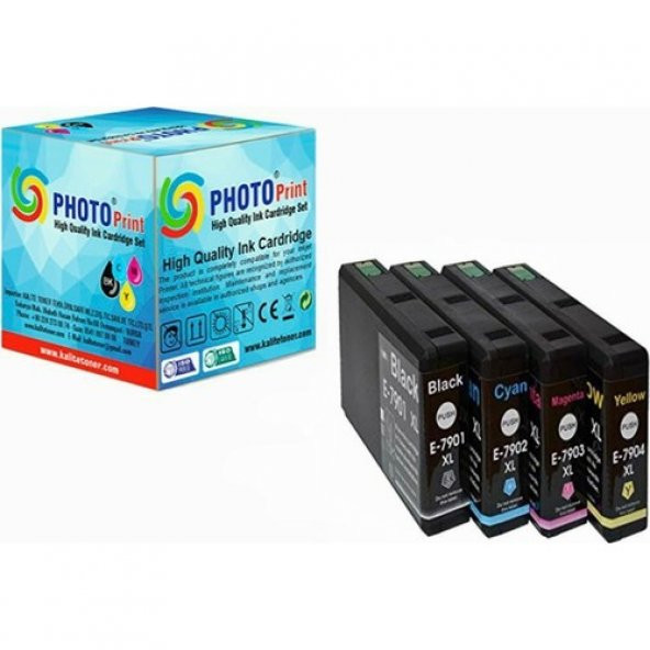 Photo Print Workforce Pro WF-4630DWF Uyumlu 4 Renk Muadil Kartuş Seti 79XL - Resim 2