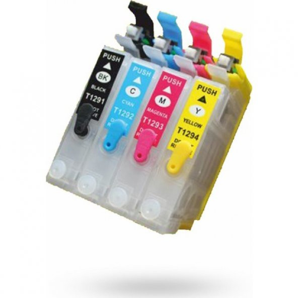 Photo Print T1291-1294 Dolabilen Tıpalı/ Otoreset Chipli / Tam Dolu /dolan Muadil Kartuş Set