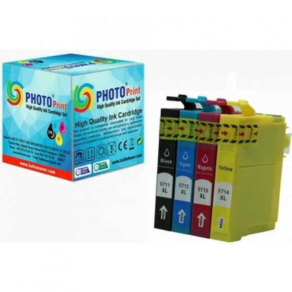 Photo Print Epson Stylus SX400 T0711 T0712 T0713 T0714 4 Renk Muadil Kartuş Seti 500 Sayfa