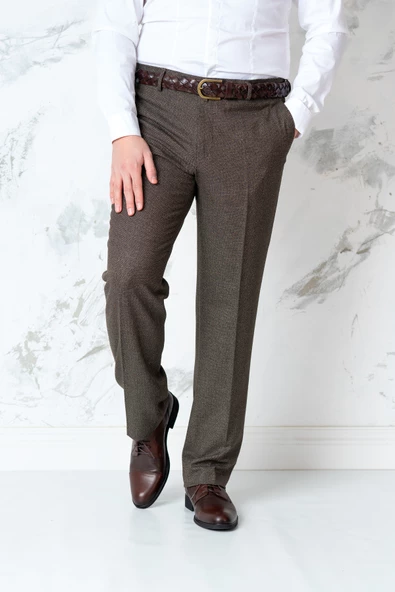 DOKULU REGULAR FİT MEVSİMLİK ERKEK KUMAŞ PANTOLON - Resim 6