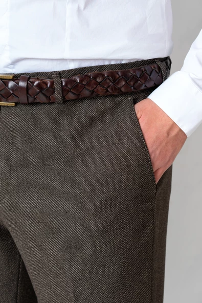 DOKULU REGULAR FİT MEVSİMLİK ERKEK KUMAŞ PANTOLON - Resim 8