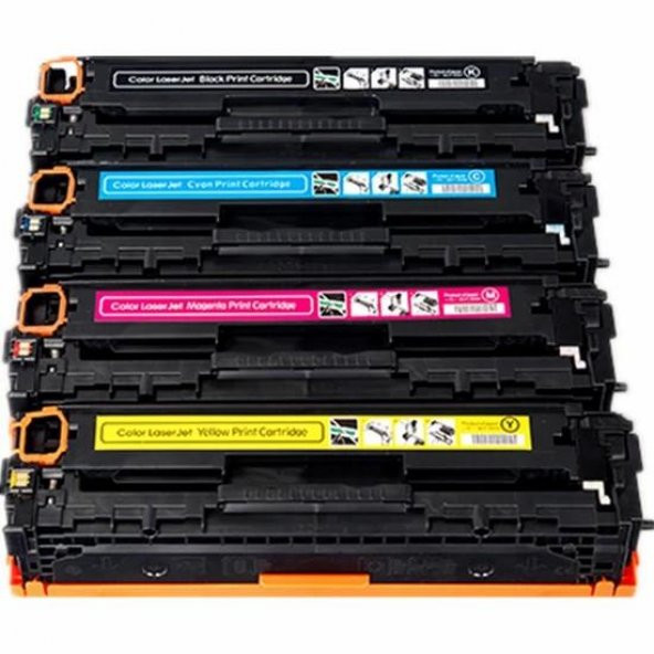 Photo Print Hp  Mfp CM1415FN 4 Renk Renkli Toner Muadil Yazıcı Kartuş 4 Lü Ekonomik Paket CE320A-CE323A