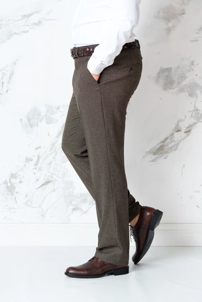 DOKULU REGULAR FİT MEVSİMLİK ERKEK KUMAŞ PANTOLON - Resim 7