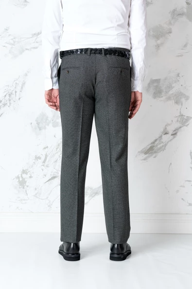 DOKULU REGULAR FİT MEVSİMLİK ERKEK KUMAŞ PANTOLON - Resim 4